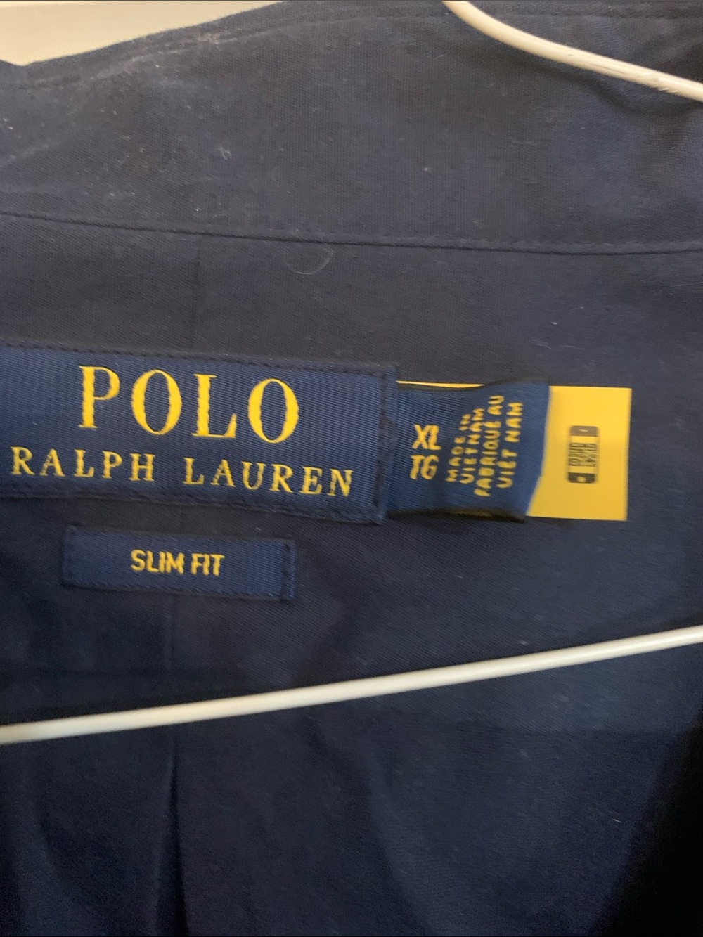 Polo by Ralph Lauren Navy Button-Down Shirt with Yellow Logo Accents - Picture 1 of 3